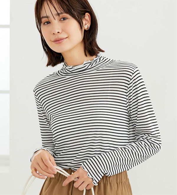 BELLUNA（ベルーナ）の「シアーリブ素材メロー使いプルオーバー（カットソー）」｜詳細画像