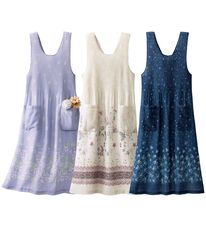 「【３枚組】涼やかプリーツチュニック（エプロン）」