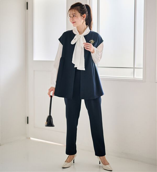 RANAN（ラナン）の「ペプラムギャザーベストセットアップ（パンツスーツ）」｜詳細画像