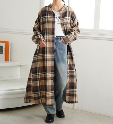 A HAPPY MARILYN（アハッピーマリリン）の「【ＬＬ～８Ｌ】フランネル チェック 細魅せ シャツワンピース（シャツワンピース）」