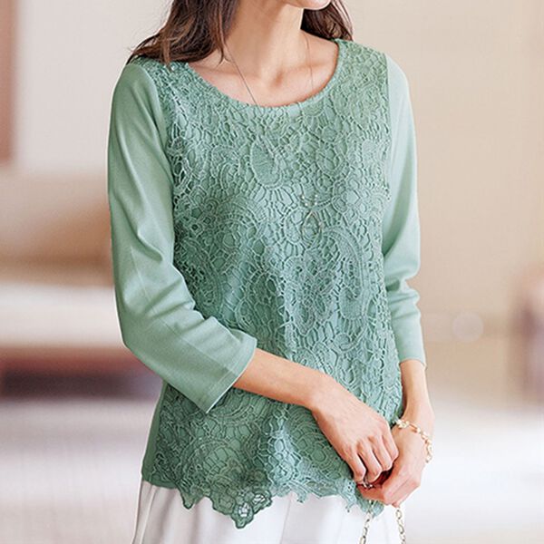 BELLUNA（ベルーナ）の「こっそり汗対策！抗菌消臭ケミカルレース使いプルオーバー（カットソー）」｜詳細画像