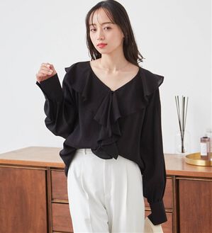 RANAN（ラナン）の「ラッフルフリルオーバーブラウス（ブラウス）」｜ブラック