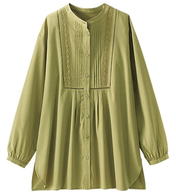 BELLUNA（ベルーナ）の「レース&times;ピンタック使いシャツチュニック（チュニック）」｜詳細画像