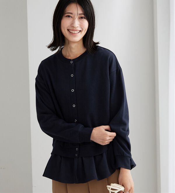 BELLUNA（ベルーナ）の「裏起毛素材ドッキングカーディガン（その他カーディガン）」｜詳細画像