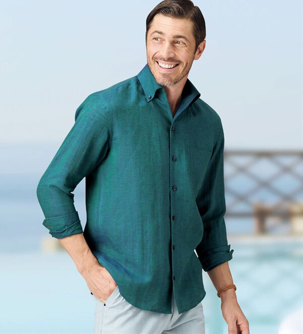 「＜コムルヴァン・オム＞大人のフレンチリネン１００％シャツ（メンズシャツ）」｜詳細画像