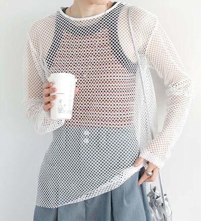 GeeRA（ジーラ）の「２ｗａｙメッシュカーディガン（ニットカーディガン）」