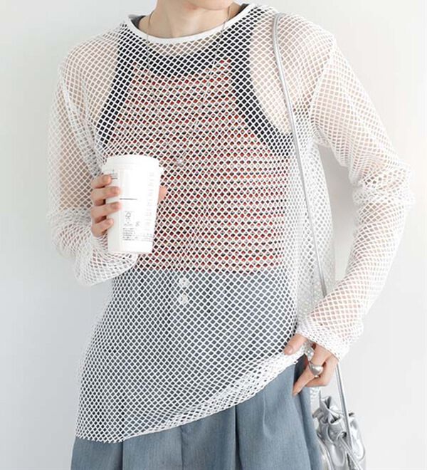 GeeRA（ジーラ）の「２ｗａｙメッシュカーディガン（ニットカーディガン）」｜詳細画像