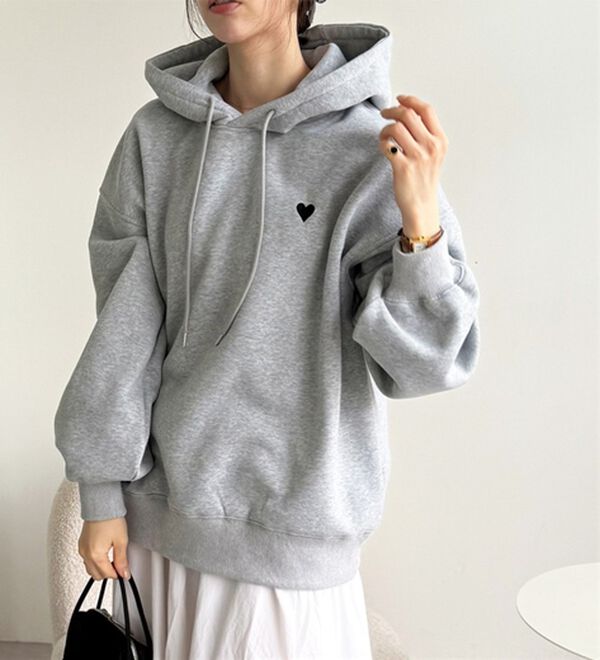 GeeRA（ジーラ）の「ハート刺繍裏起毛スウェットパーカー（パーカー）」｜詳細画像