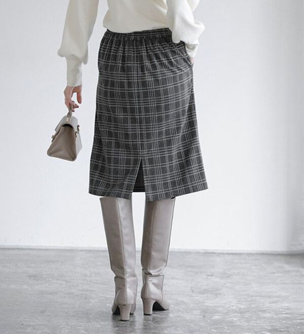 Pierrot（ピエロ）の「丈と柄が選べるカシミヤタッチＩラインスカート（ロングスカート）」｜詳細画像