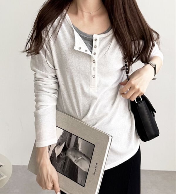 GeeRA（ジーラ）の「前後２ＷＡＹシアースラブヘンリーネックカットソー（カットソー）」｜詳細画像