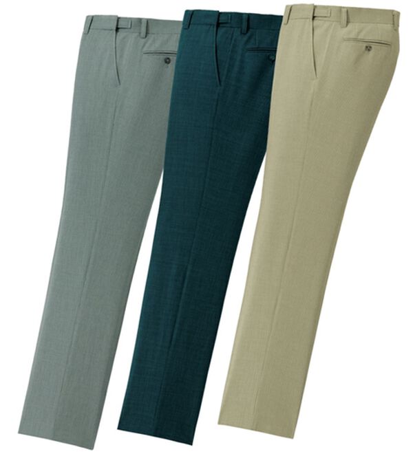 「裾上げ済吸汗速乾アジャスター付スラックス（メンズスラックス）」｜3本組