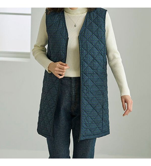 BELLUNA（ベルーナ）の「【マジ軽ウォーム】蓄熱保温キルトロングベスト（ポーチ付）（ベスト）」｜詳細画像