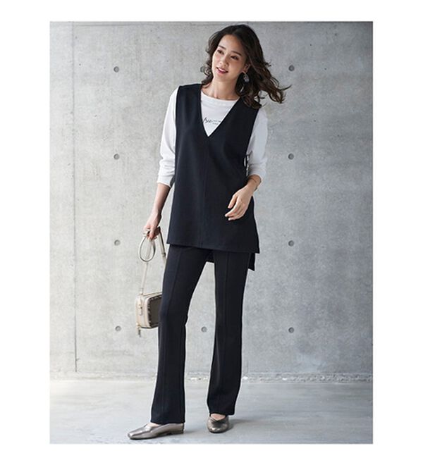 BELLUNA（ベルーナ）の「日本製ウール入りポンチＶネックベスト（ベスト）」｜詳細画像