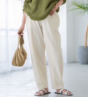 BELLUNA（ベルーナ）の「レーヨン麻入りゆったりワイドパンツ（フルレングスパンツ）」｜アイボリー