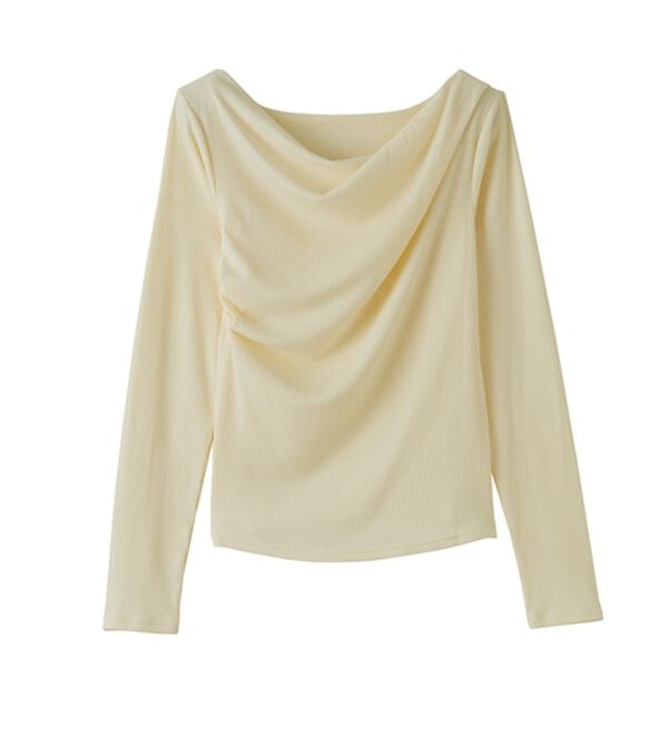 RANAN（ラナン）の「【春色追加】上品ドレープリブロングＴシャツ（カットソー）」｜詳細画像