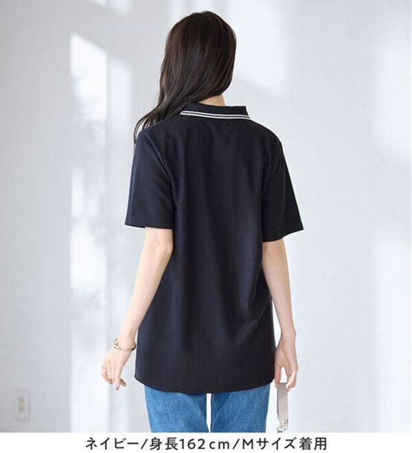 alotta（アロッタ）の「衿配色Ａライン鹿の子ポロチュニック（チュニック）」｜詳細画像