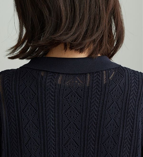 BELLUNA（ベルーナ）の「衿付き透かし編みニットカーディガン（ニットカーディガン）」｜詳細画像