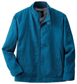 「＜コムルヴァン・オム＞さっと羽織れる麻１００％ライダースブルゾン（メンズジャケット）」｜ライトブルー