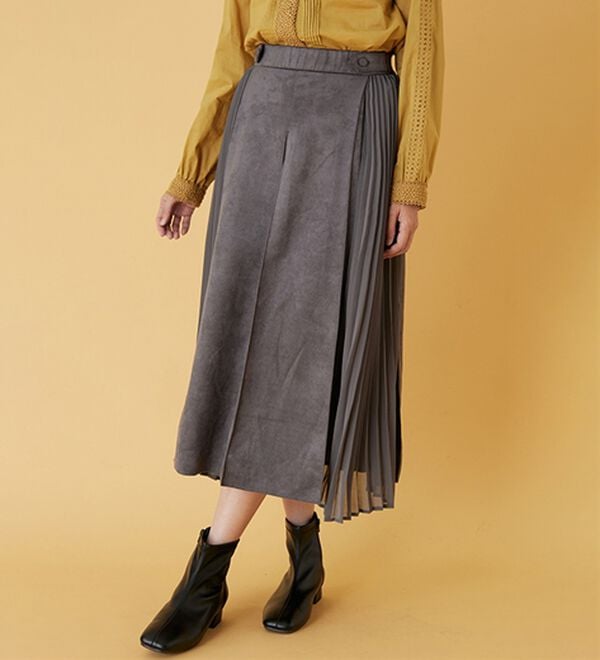 BELLUNA（ベルーナ）の「スエード調プリーツ切替スカート（ミニスカート）」｜詳細画像