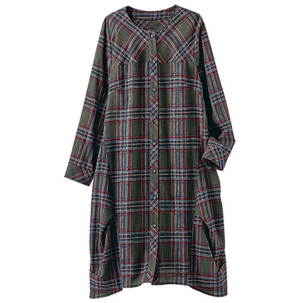 BELLUNA（ベルーナ）の「チェック柄ゆったりシャツチュニック（チュニック）」｜グレー系