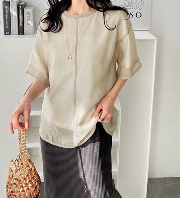 GeeRA（ジーラ）の「オーガンジーレイヤードＴシャツ（カットソー）」｜詳細画像