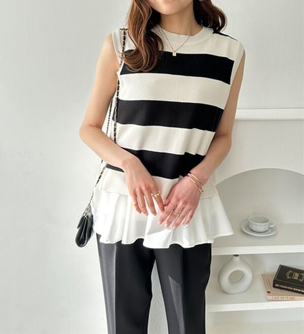 GeeRA（ジーラ）の「ペプラムタンク付ニットプルオーバー（アンサンブル）」｜詳細画像