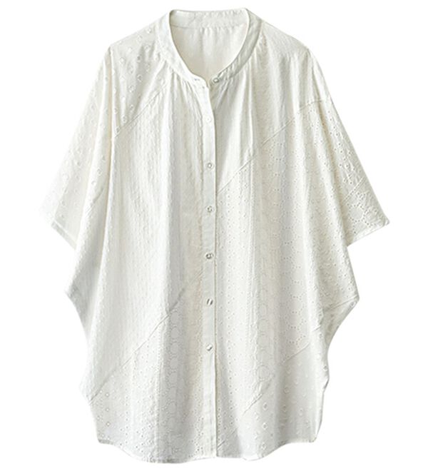BELLUNA（ベルーナ）の「ゆったり涼やか！綿１００％刺しゅう切替チュニック（チュニック）」｜詳細画像