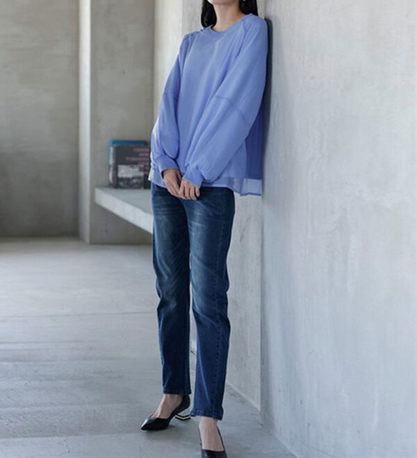 RANAN（ラナン）の「裏起毛シアー素材レイヤードスウェット（カットソー）」｜詳細画像