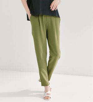 RANAN（ラナン）の「【選べる股下】ひんやり美脚シルエットタックパンツ（フルレングスパンツ）」｜ライトカーキ