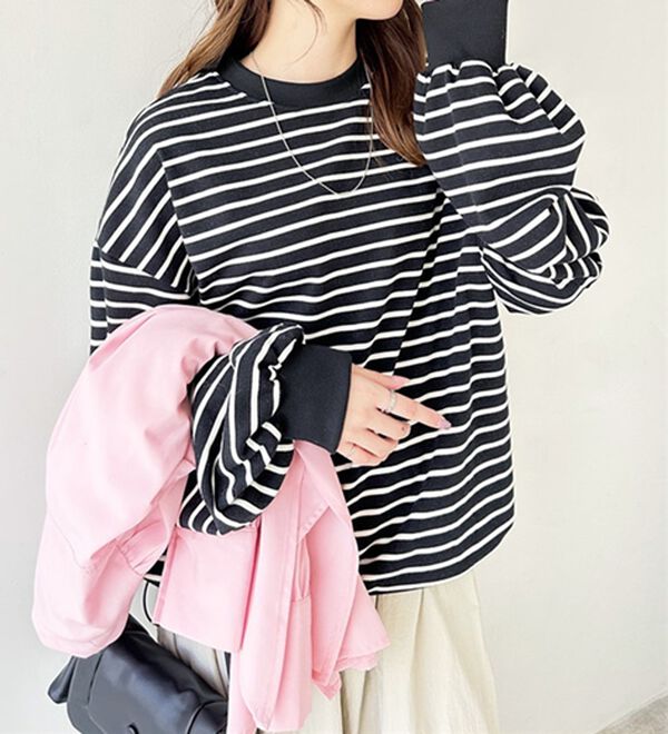 GeeRA（ジーラ）の「裾ドロストボーダーロンＴ（カットソー）」｜詳細画像