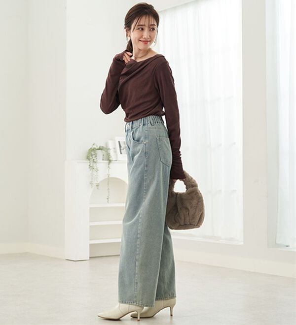 BELLUNA（ベルーナ）の「オシャレに見えるカーブデニムパンツ（ワイドパンツ・ガウチョ）」｜詳細画像
