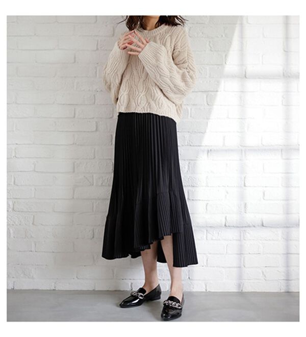 RANAN（ラナン）の「プリーツ切替フレアースカート（ひざ丈スカート）」｜詳細画像