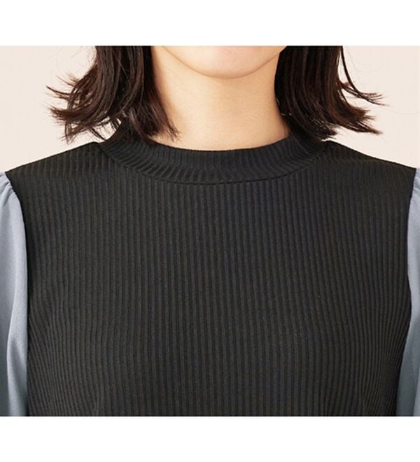 BELLUNA（ベルーナ）の「袖タックデザイン異素材切替ワンピース（その他ワンピース）」｜詳細画像