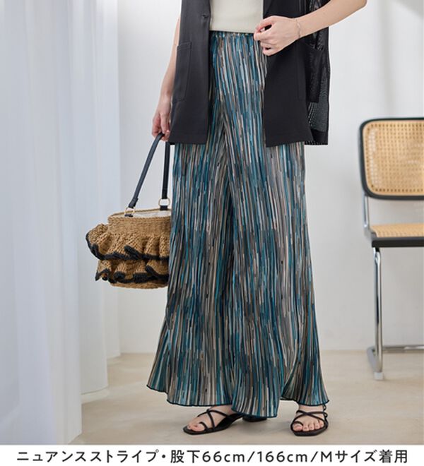 Viola e Viola（ヴィオラ エ ヴィオラ）の「着心地楽ちん！さらっと軽やかプリーツパンツ（フルレングスパンツ）」｜詳細画像