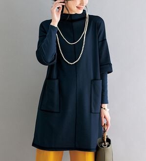 ルフラン（ルフラン）の「ほっそり見せの大人チュニック（チュニック）」｜ネイビー