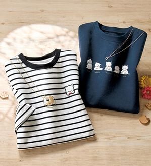 ルフラン（ルフラン）の「【２色組】まんまるねこのＴシャツセット（Tシャツ）」｜2色組