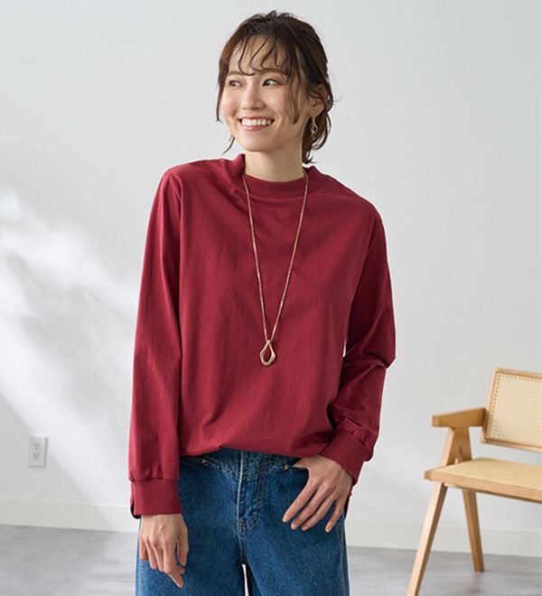BELLUNA（ベルーナ）の「綿１００腰まわりゆったりリブデザインチュニック（カットソー）」｜詳細画像
