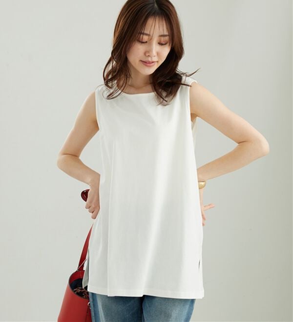 BELLUNA（ベルーナ）の「レイヤードに活躍！綿100％タンクトップ（タンクトップ・キャミソール）」｜オフ白