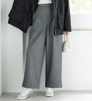 BELLUNA（ベルーナ）の「あったか裏ベロアタックワイドパンツ（ワイドパンツ・ガウチョ）」｜杢グレー