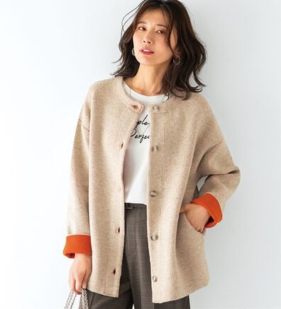 BELLUNA（ベルーナ）の「配色デザイン　ニットジャケット（その他ジャケット）」