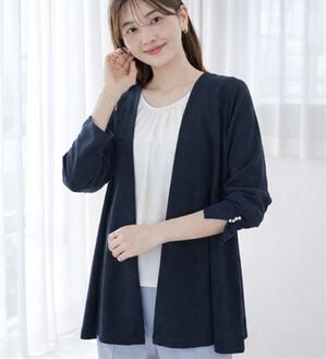 alotta（アロッタ）の「リップル素材着流しカーディガン（その他カーディガン）」｜ネイビー