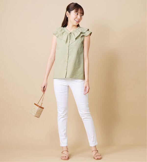 alotta（アロッタ）の「【接触冷感】ぽこぽこ素材ラッフルブラウス（ブラウス）」｜詳細画像