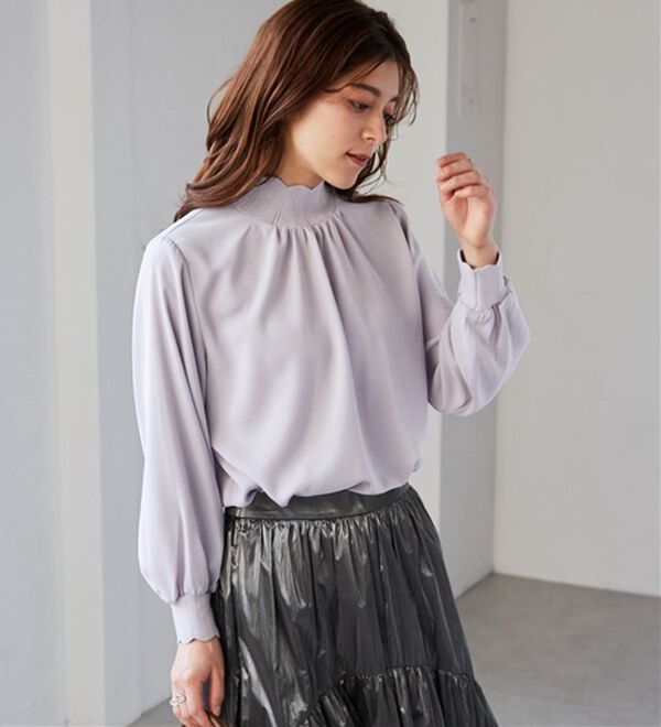 RANAN（ラナン）の「スカラップリブニット使いブラウス（ブラウス）」｜詳細画像