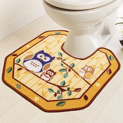 「洗える八角形ふくろうトイレマット（トイレマット）」