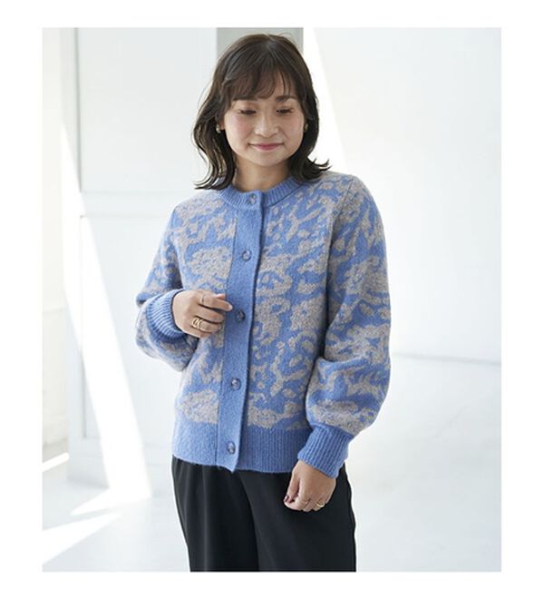 BELLUNA（ベルーナ）の「配色ジャカードニットショートカーディガン（ニットカーディガン）」｜詳細画像