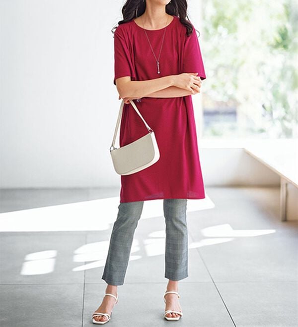 BELLUNA（ベルーナ）の「かのこ素材肩タックデザインワンピース（チュニック）」｜詳細画像