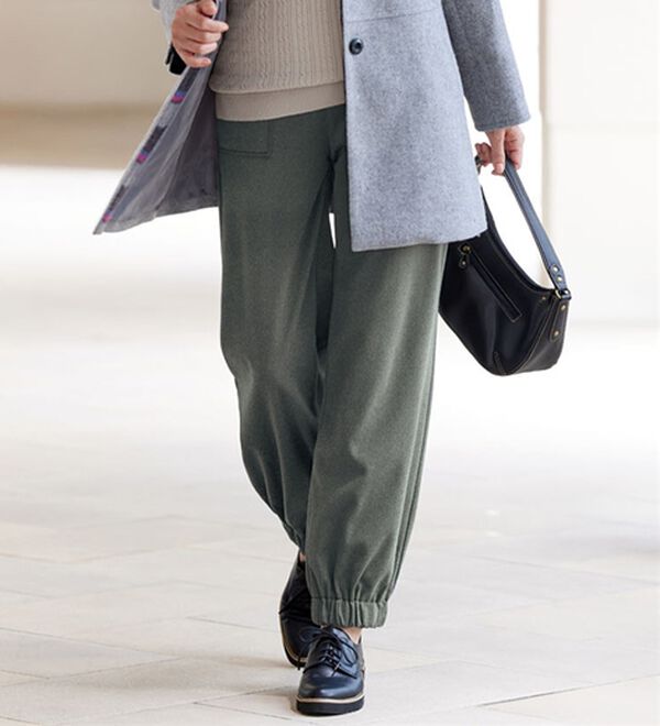 BELLUNA（ベルーナ）の「ツイード調素材コロンパンツ（フルレングスパンツ）」｜チャコール