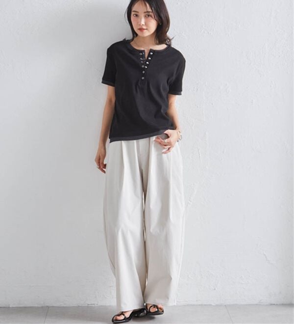 RANAN（ラナン）の「レイヤード風ヘンリーネックTシャツ（カットソー）」｜詳細画像