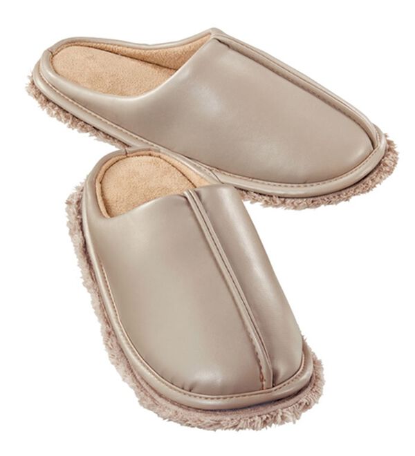 BELLUNA（ベルーナ）の「洗い替えモップ付オールシーズンスリッパ（スリッパ・ルームシューズ）」｜グレー