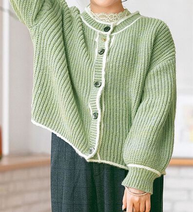 ルフラン（ルフラン）の「ステッチ使いメランジカーデ（ニットカーディガン）」